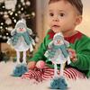 Blue Plush Christmas Decorations Retractable Snowman Christmas Doll Decorative Figurines