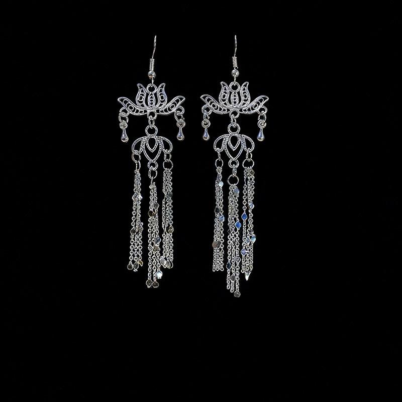 Ethnic style earrings Alloy silver-plated Miao ethnic minority Dong Yi earrings Earrings