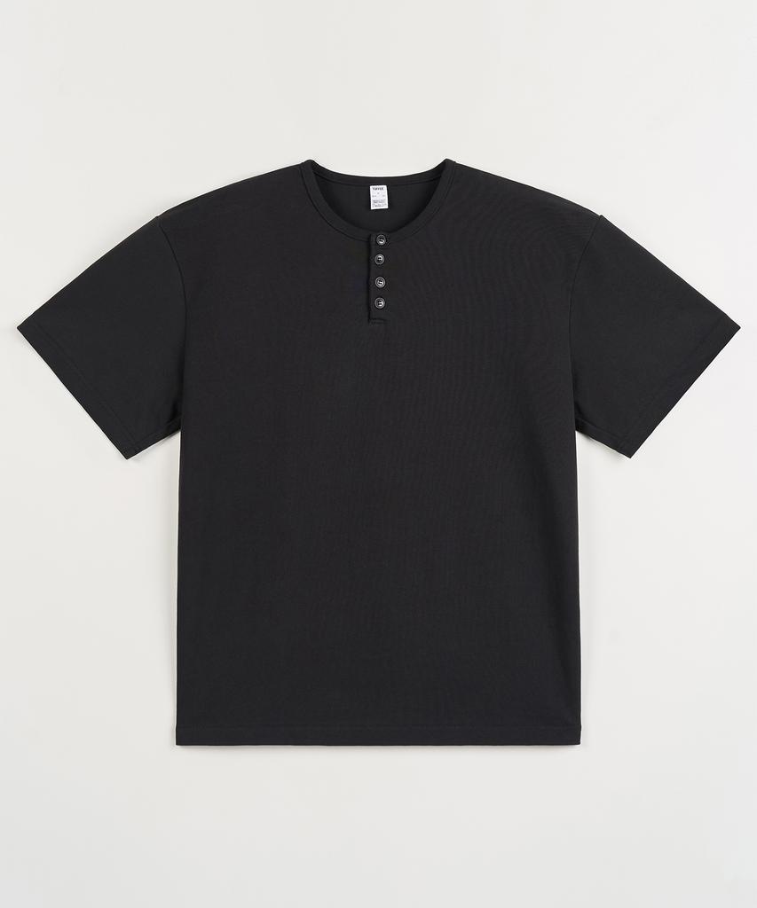 TOFFEE [2Pack] Slim Crop Henley Neck Half T-Shirt (Type B)
