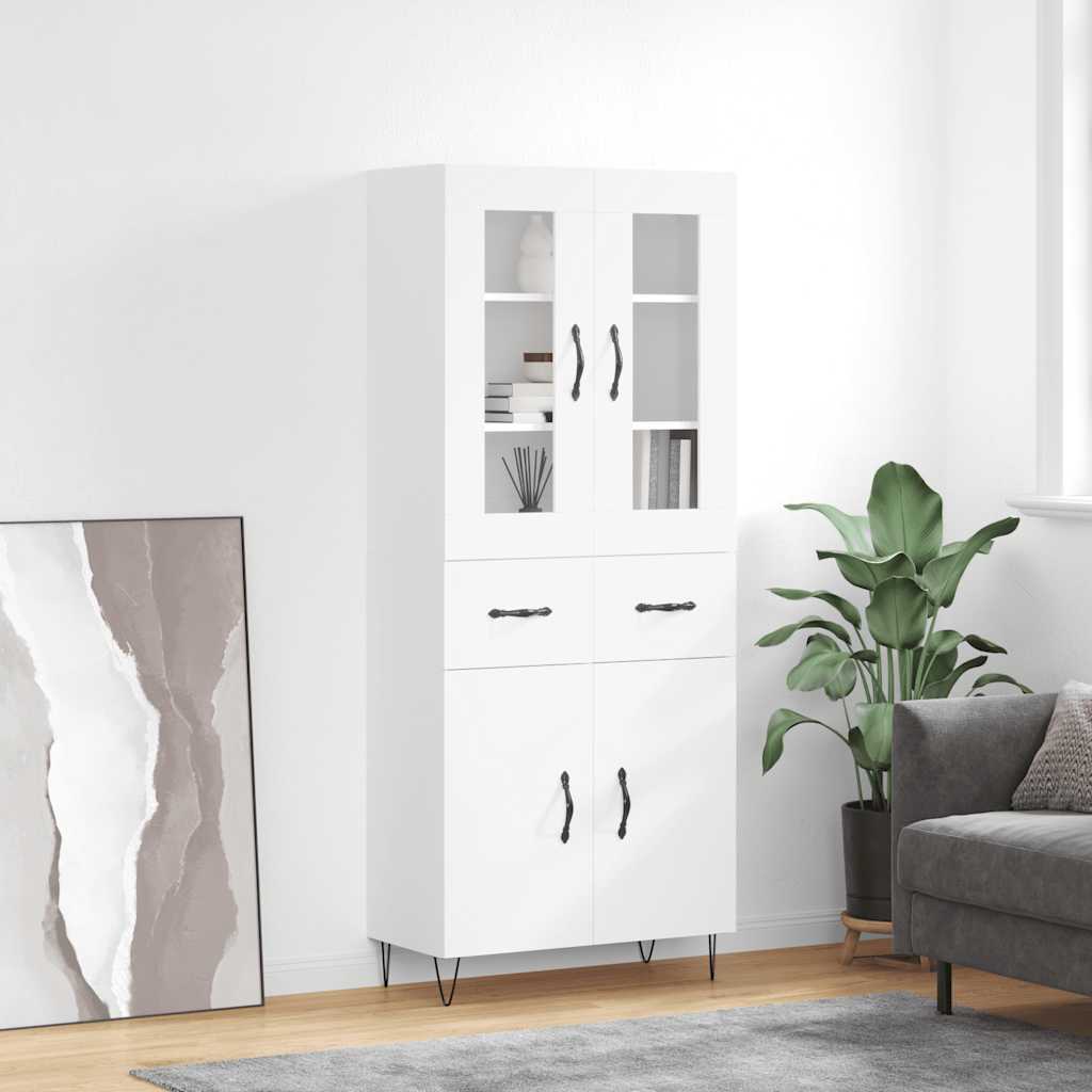 Highboard White 69.5 x 34 x 180 cm Particleboard