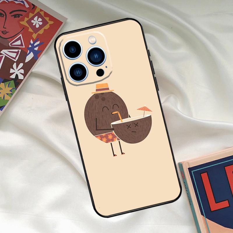 Summer Fruit Coconut Phone Case For iPhone 15 14 12 11 13 16 17 Pro Max 15 16 Plus 13 Mini 16e 17 Air Funda Cover