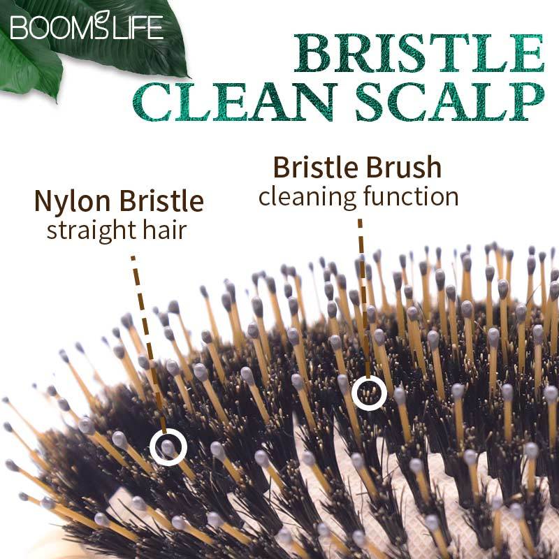 Boar Bristle Hair Brush Women Wood Bamboo HairBrush Professional Curly Airbag Scalp Brush Comb for Hair Beauty Care Salon Tools