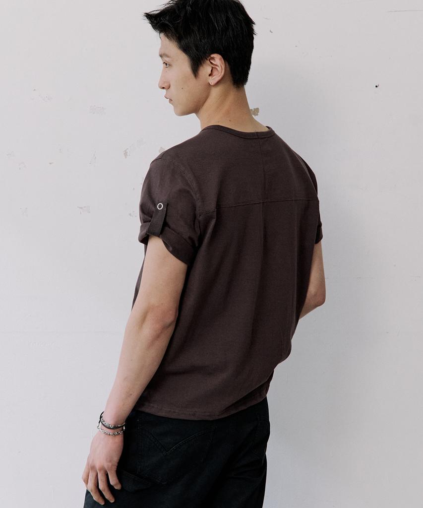 HOOVES Roll-Up Sleeve Crop Short Sleeve Tee [Purple Charcoal]