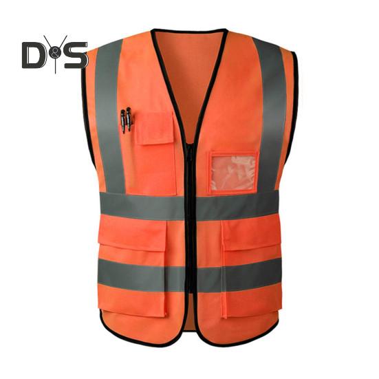 Kamizelka robocza męska damska odblaskowa kamizelka dekolt w serek bez rękawów zamek błyskawiczny plisa oddychająca nocna kamizelka bezpieczeństwa