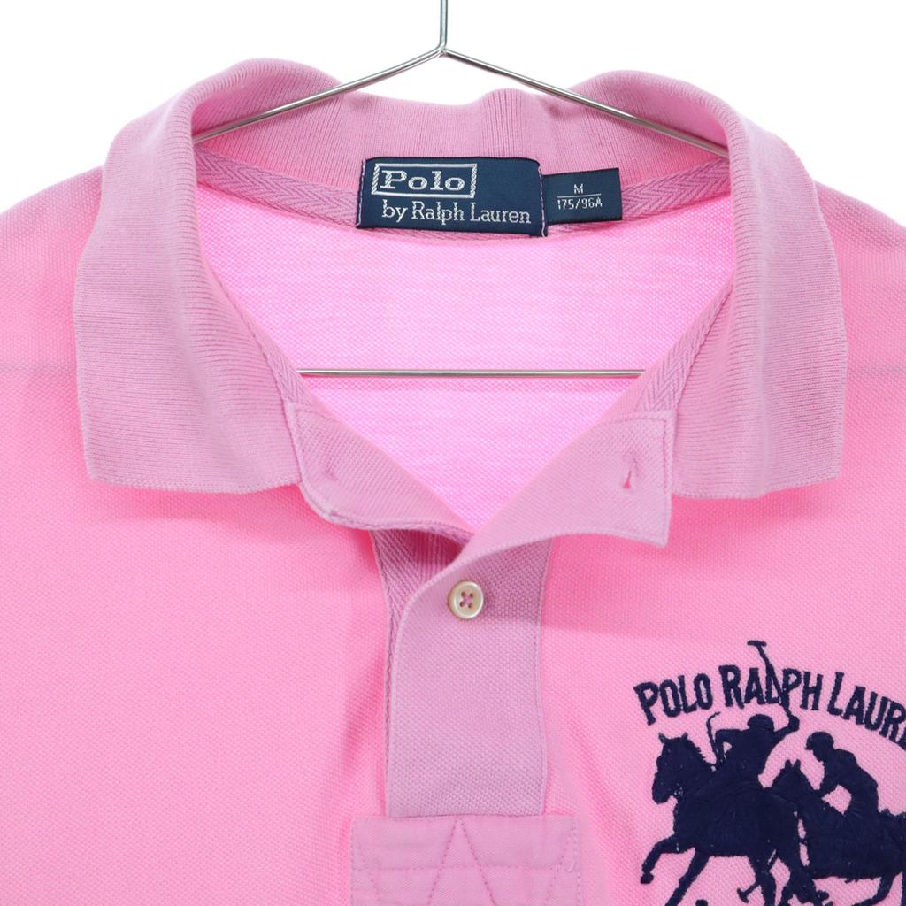 Beauty Products POLO Big Logo Embroidery Short Sleeve Polo Shirt M Pink Men's Used