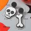Halloween Wooden Pumpkin & Skull Wine Glass Guitar Earrings