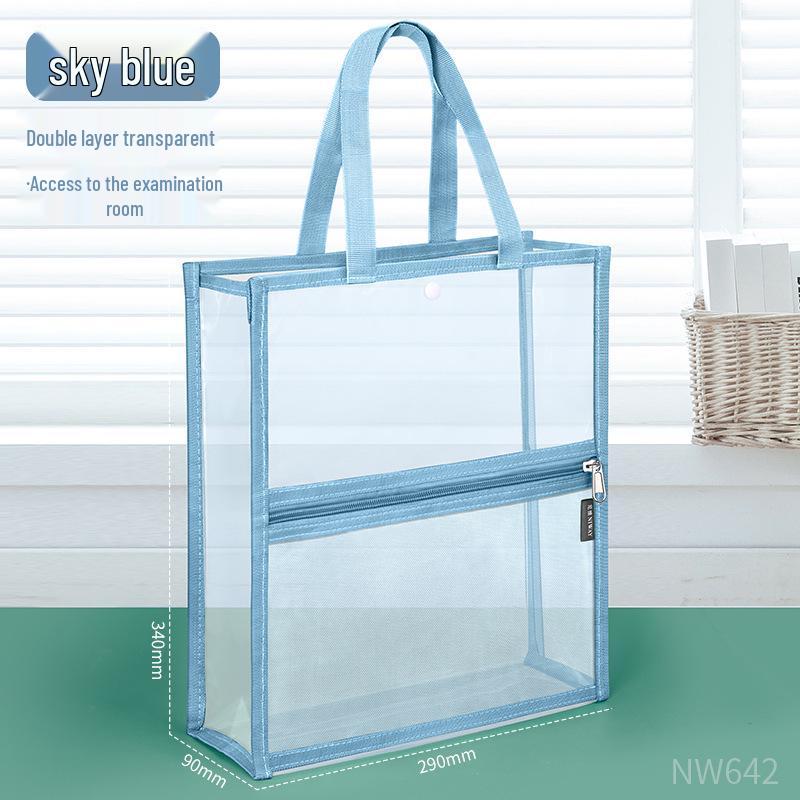 Large Capacity Transparent Double-Layer PVC Document Bag