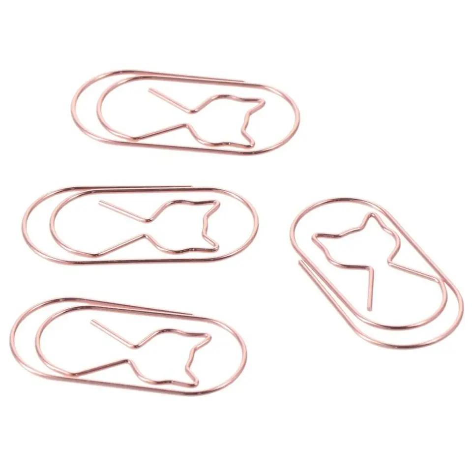 20PCS Rose Gold Paper Clips Durable Metal Large Binder File Clips Cat Shape Bookmark Made in Mainland China