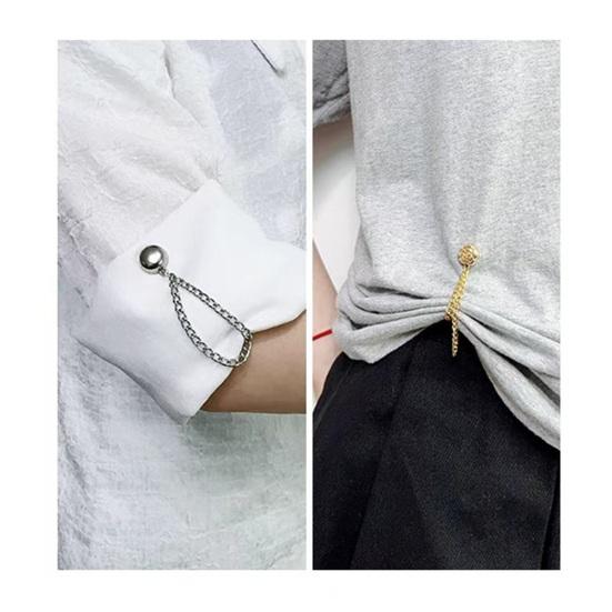 2Pcs Magnetic Clothing Clips with Chain Multi-Function Metal Clothes Magnet Pins Men Women Scarf Shirt Sleeve Pants Button Clip Accessories