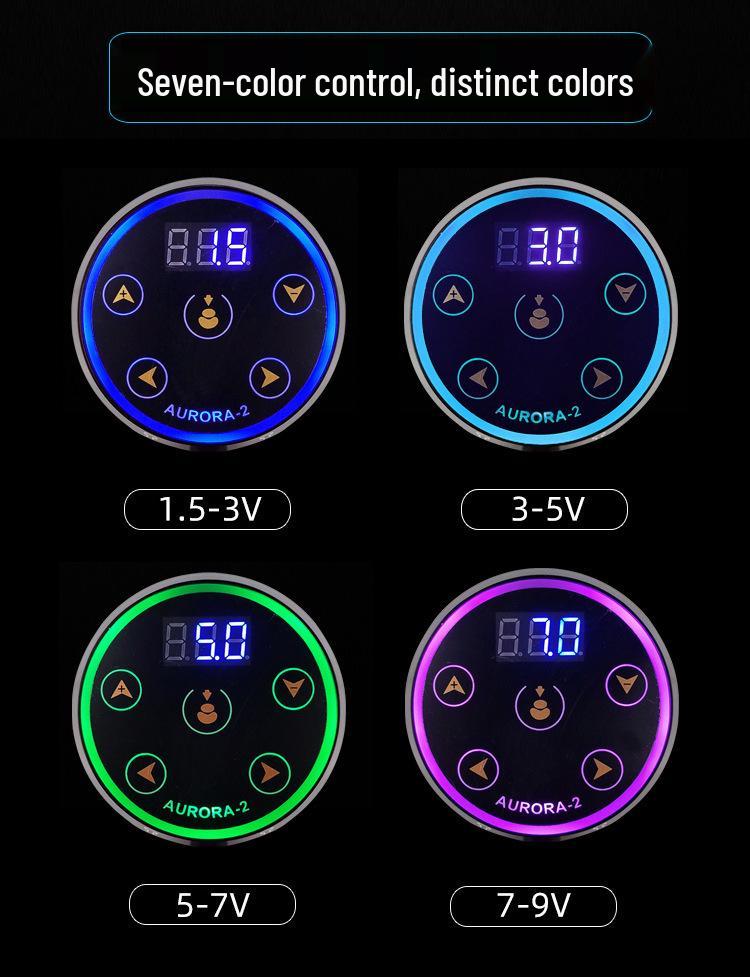 Aurora 2. Generation Tattoo-Netzteil mit Multifunktionstaste und Stabilisator