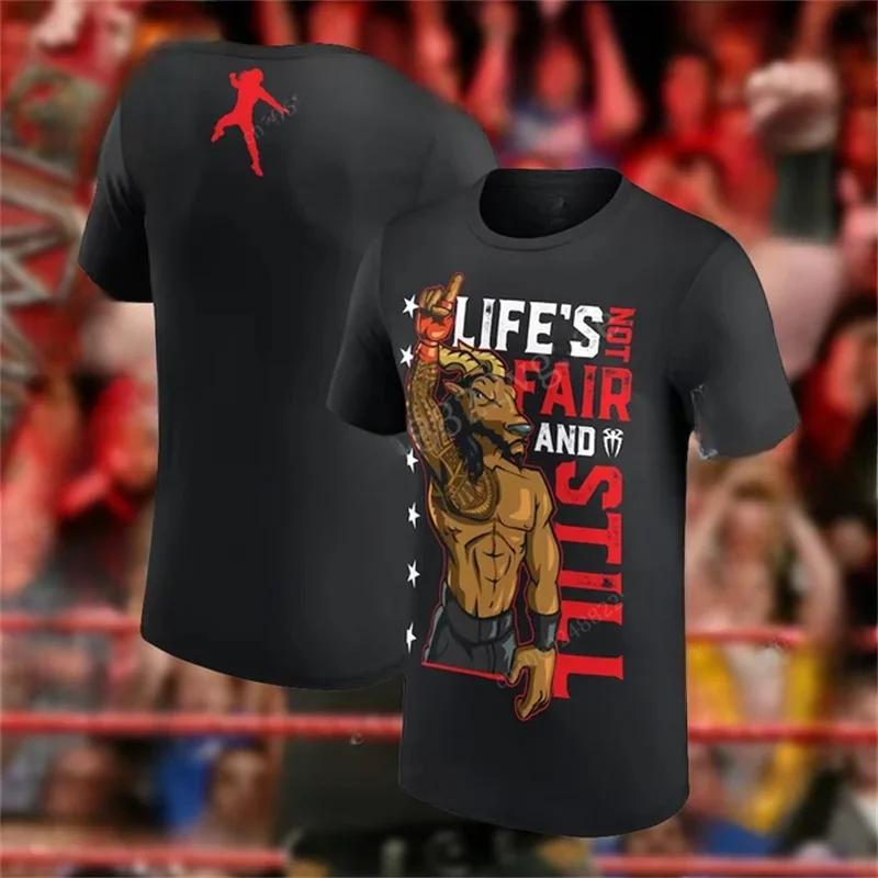 Roman Reigns Summer T Shirt Wrestling Round Neck Short Sleeved Tshirt Boxing Champion Gym Quick Drying Clothes Training Tee Tops