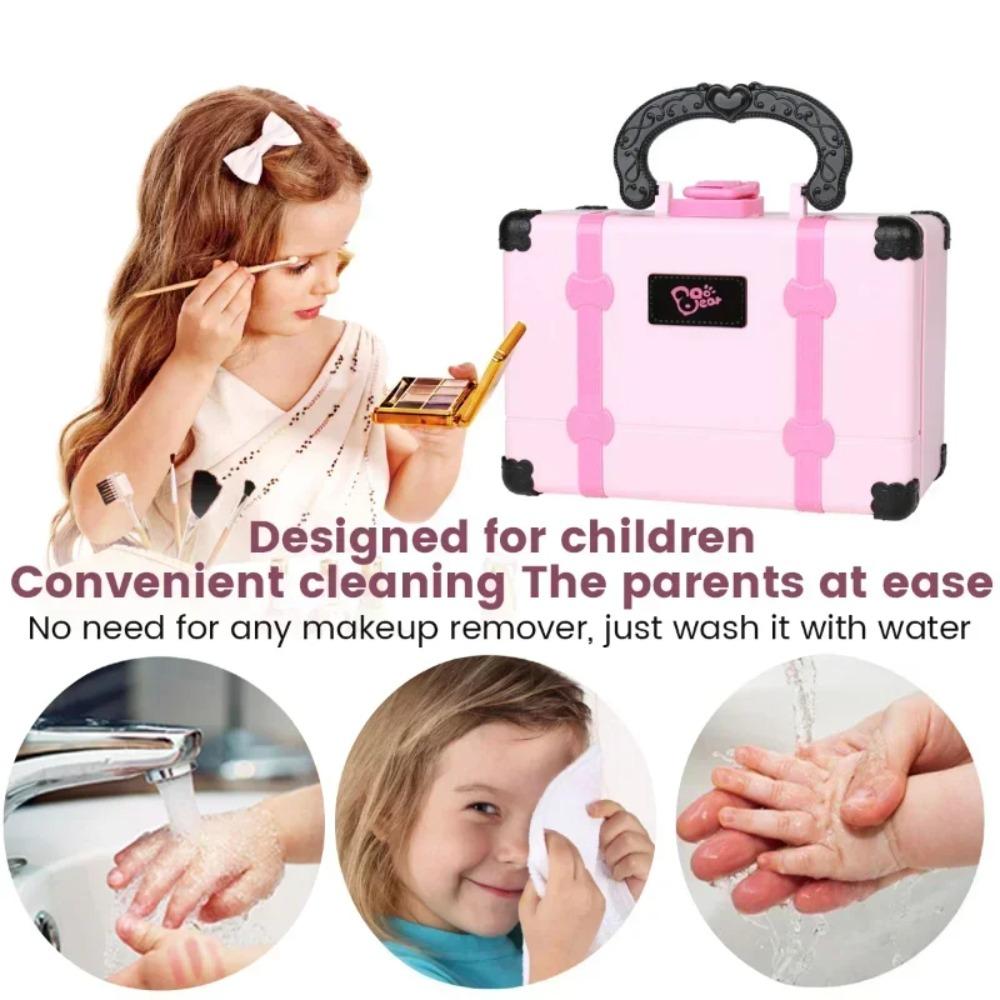 Makeup Kids Toy Kit Washable Beauty Set With Portable Cosmetic Box Princess Pretend Play Birthday Children'S Day Gift For Girls
