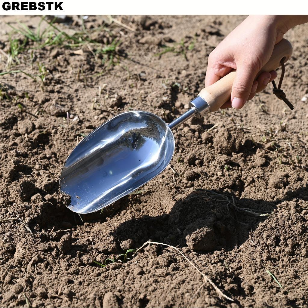 1pc Garden Hand Large Capacity Fertilizer Scoop Soil Shovel Stainless Steel Gardening Trowel For Transplanting, Digging, Planting, Cultivation, 13in