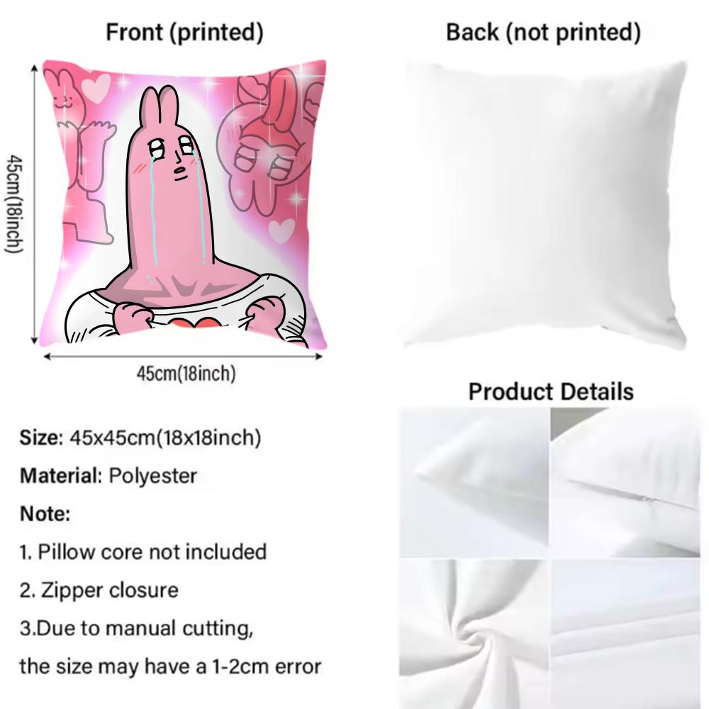 Söt Kanin Vän Kuddfodral Bekvämt Vändbart Kuddfodral Perfekt för Bil Soffa Sovrum & Mer