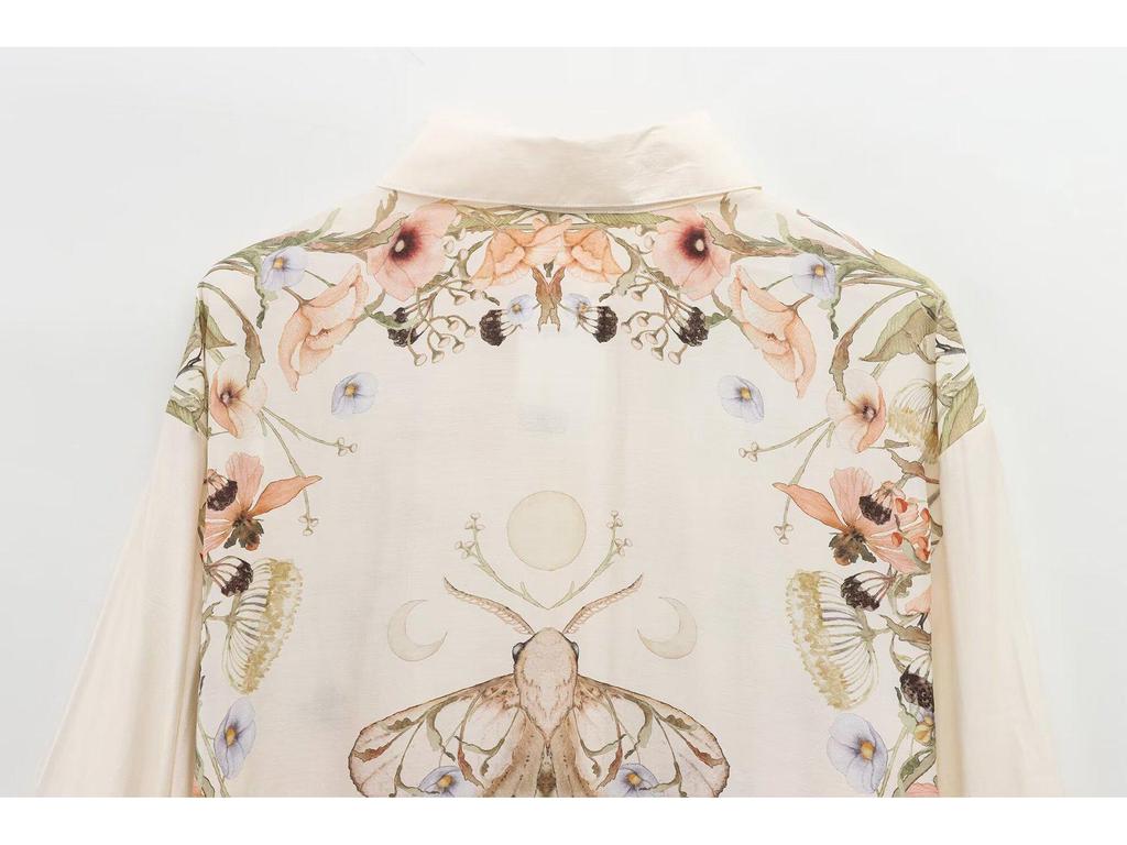 2025 Women's European & American Floral Long Sleeve Shirt and Pants Set