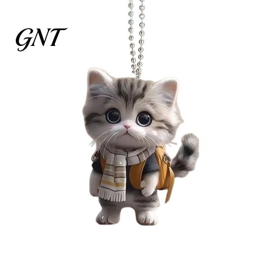 Kawaii Cat Keychain Accessories Acrylic Car Hanging Decor, Cute 2D Flat Rearview Mirror Small Figurine Pendant, Accessories, Creative Gifts for Teens