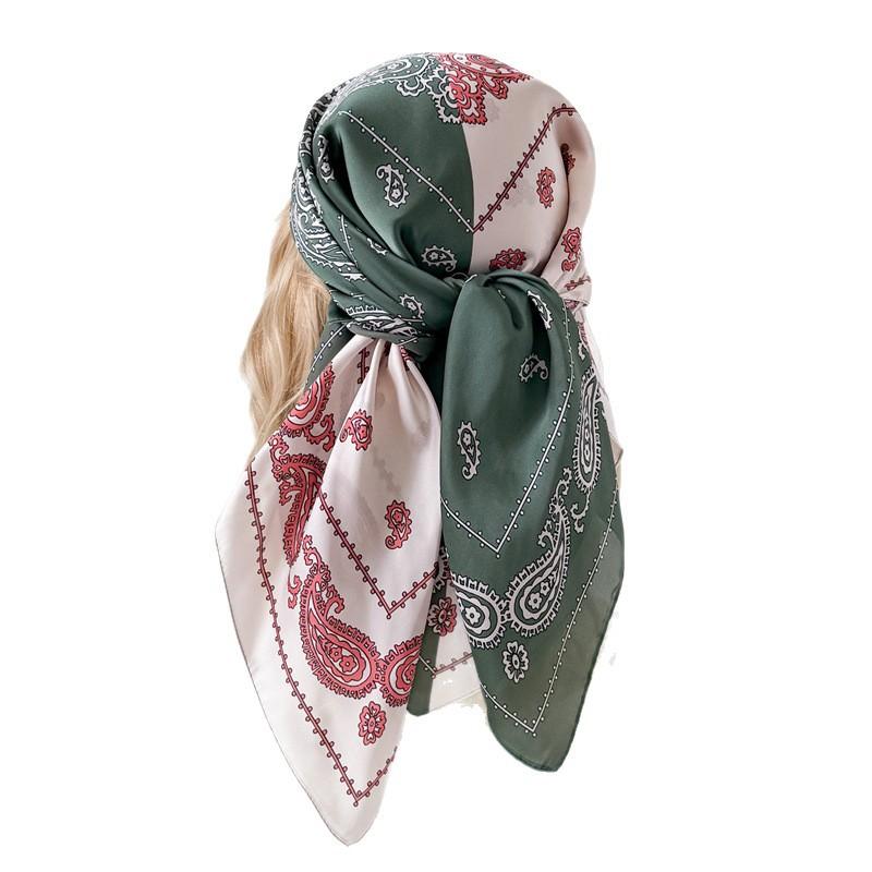 Color matching cashew nut simulation silk high-end large square scarf silk scarf printed shawl decorative scarf sunscreen scarf headscarf scarf