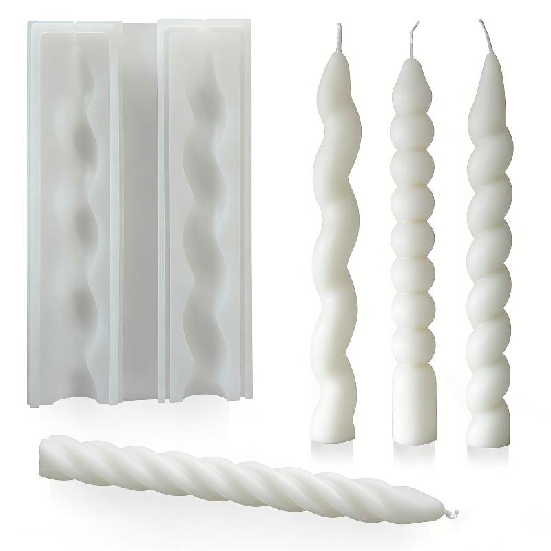 New Long Spiral Silicone Candle Mold DIY Twisted Long Rod Wax Stick Craft Molds Home Decor Tool Geometry Candles Making Supplies