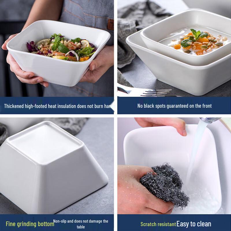 Nordic White Square Ceramic Serving Bowl