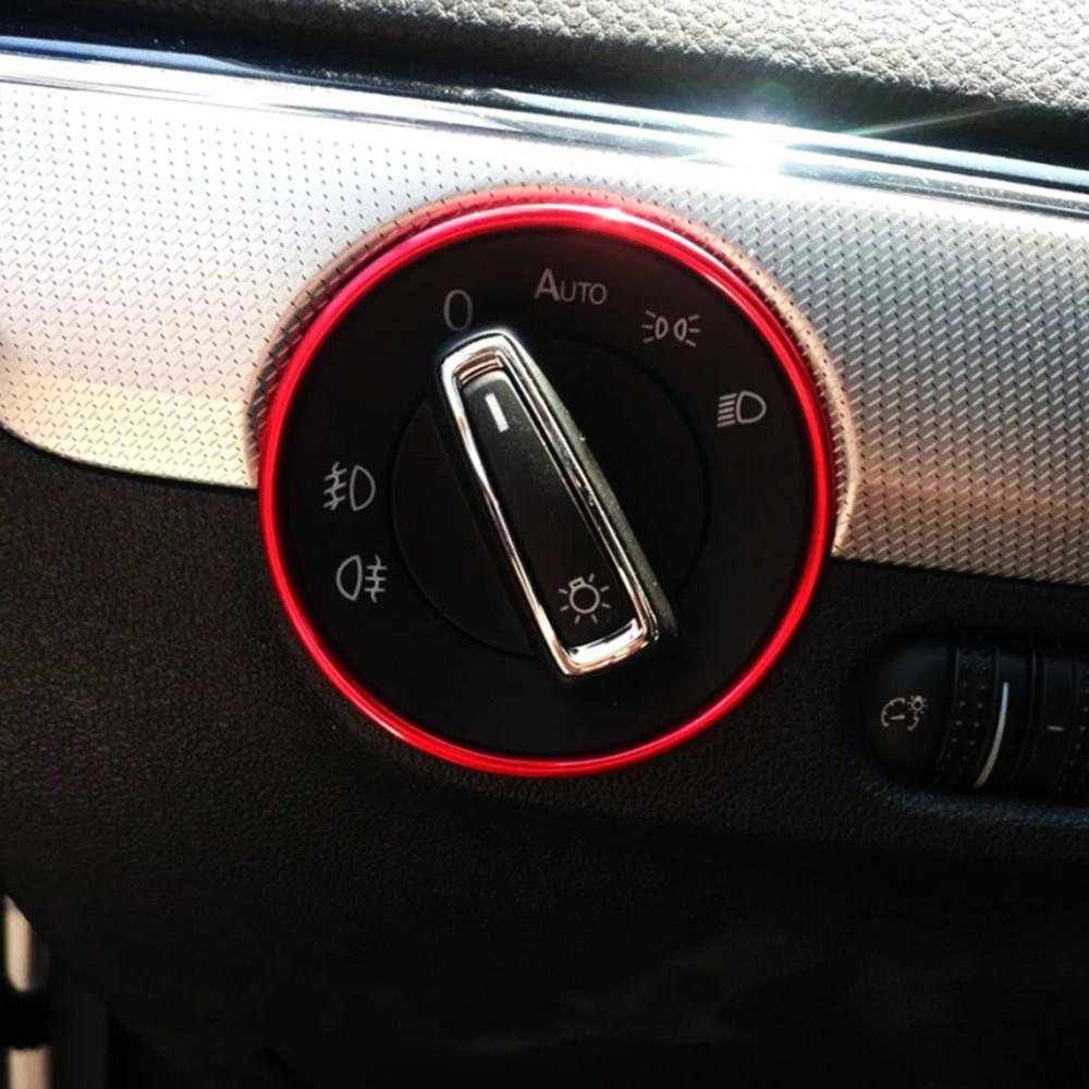 Aluminum Car Interior Headlight Switch Decoration Trim Ring Sticker For Volkswagen VW Golf MK7 Tiguan MK2 T-ROC Auto Accessories