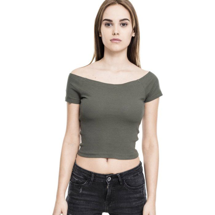 Urban Classics Ladies - Off Shoulder Rib Top Sans Bretelles
