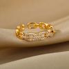 48 Style Women Stainless Steel Rings Gold Color Hollow Out Geometric Open Ring for Female Golden Charm Jewelry Accessories Gifts