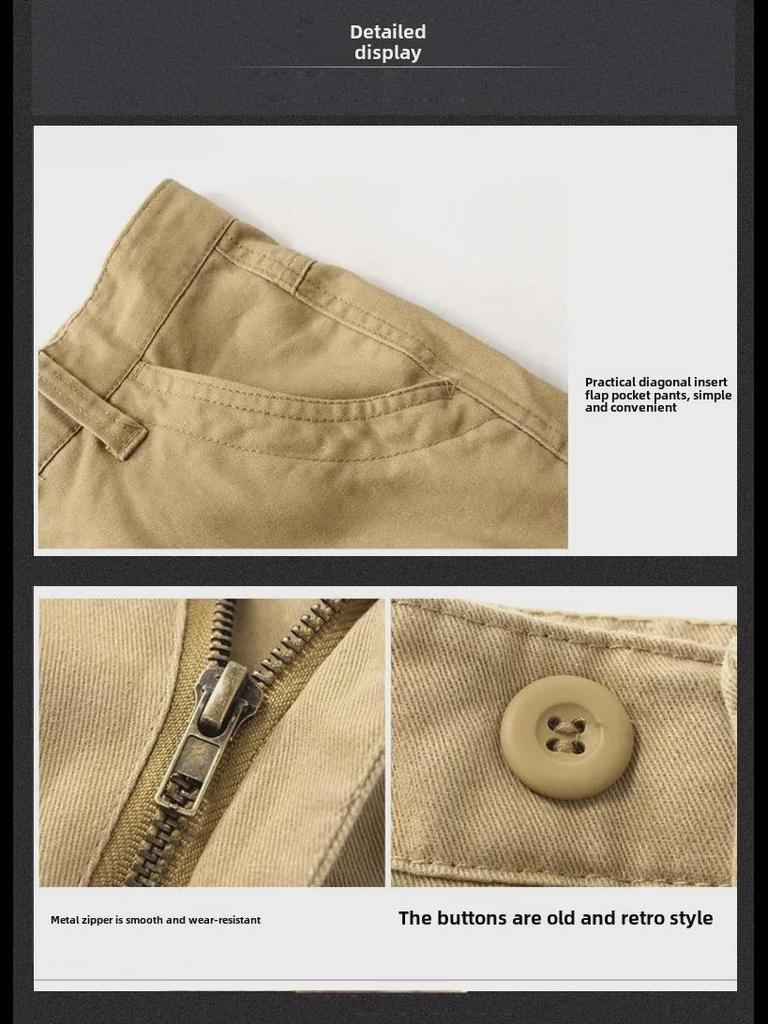 Men's Multi-Pocket Outdoor Overalls: Loose-Fit, Large Size, Straight Trousers for Spring & Autumn