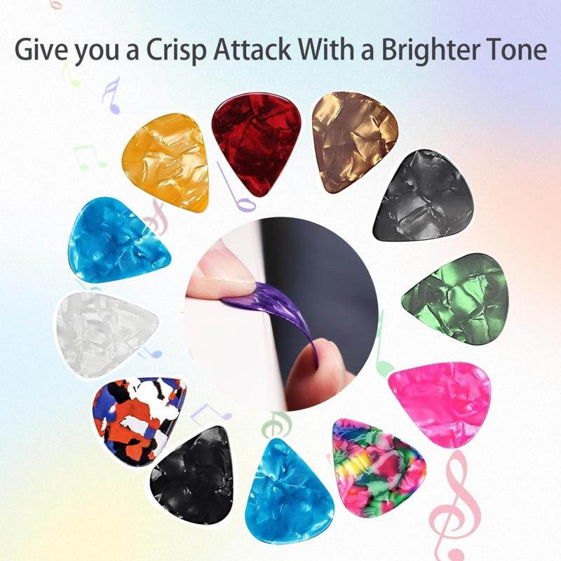 Universal Celluloid Guitar Picks - 0.46mm ABS Plectrums (Set of Popular Accessories)