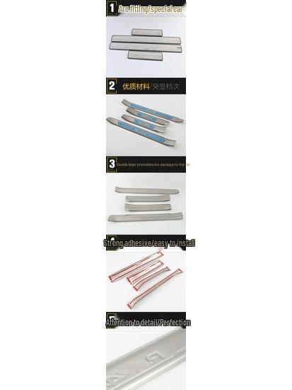 14 RAV4 Door Sill Trim Bright Strip - Stainless Steel Bumper Trunk Welcome Pedal Sticker