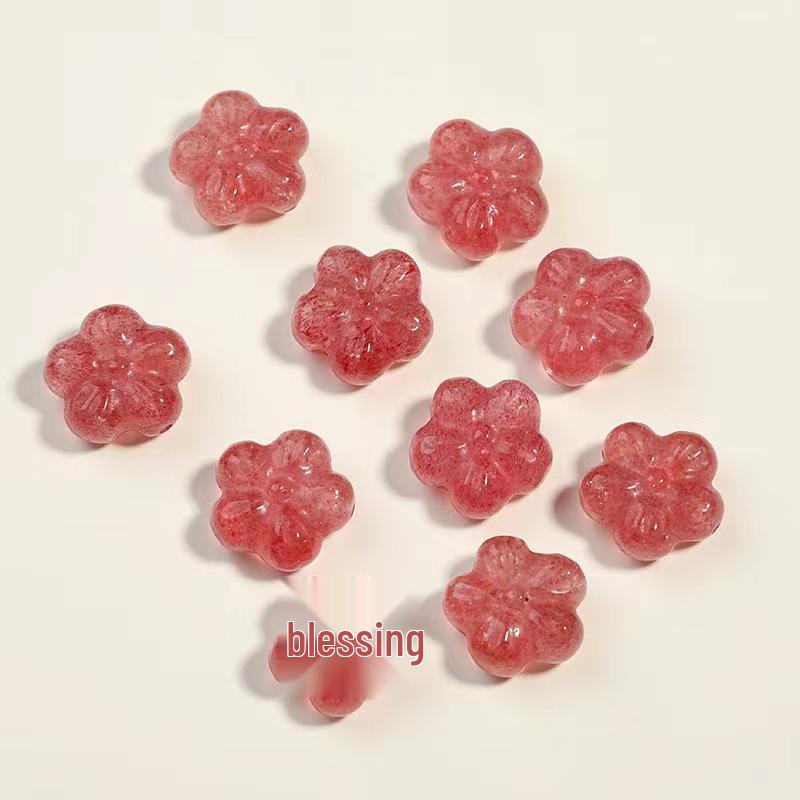 

Natural Strawberry Quartz Flower Beads for DIY Bracelet Accessories