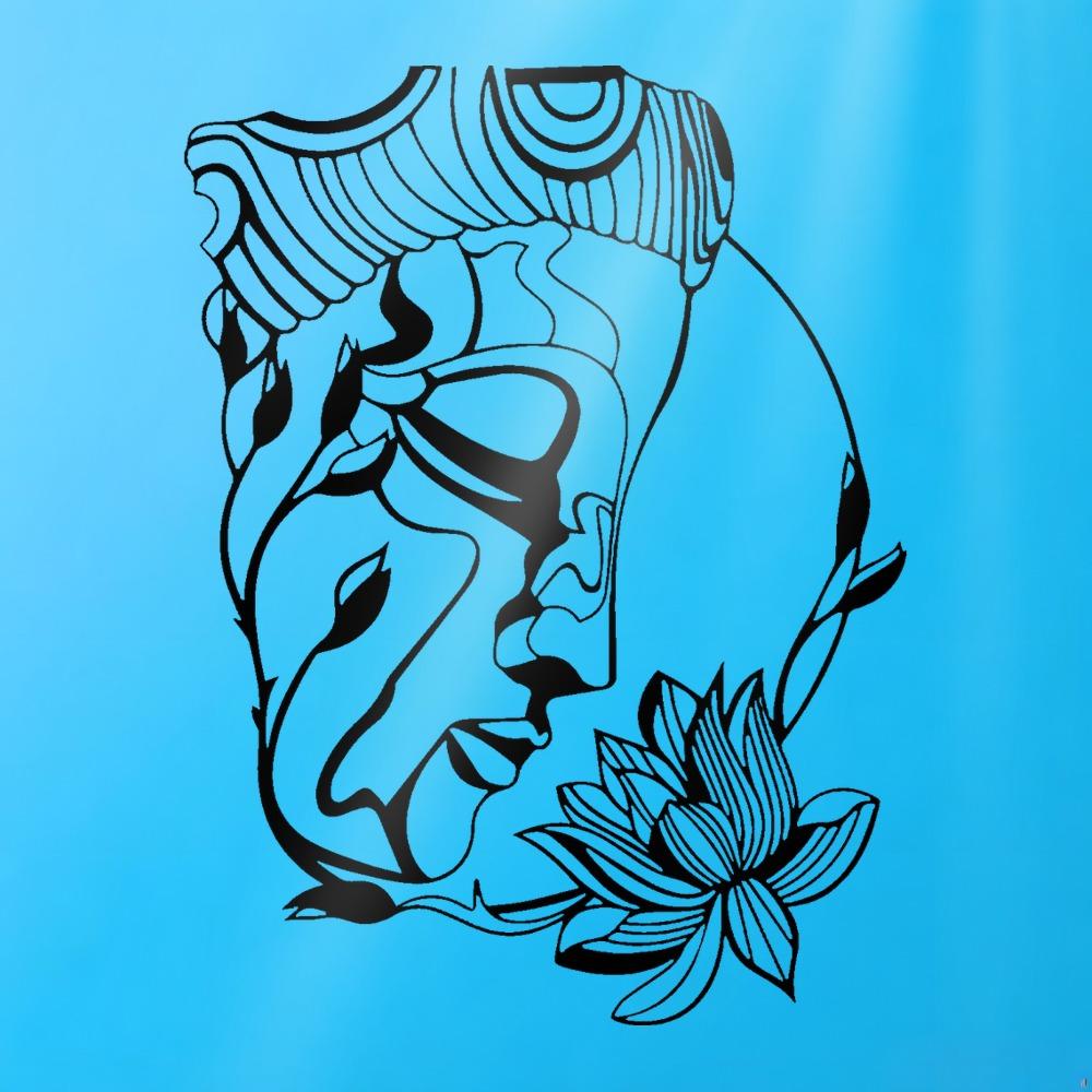 Großer Horizontaler Buddha-Kopf Lotus Metall Wandkunst Robuster Schwarzer Eisen Heim-Büro Dekor