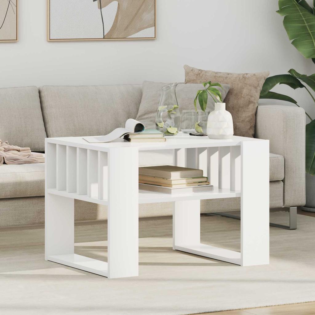 Coffee Table White 66 X 49.5 X 45 Cm Engineered Wood