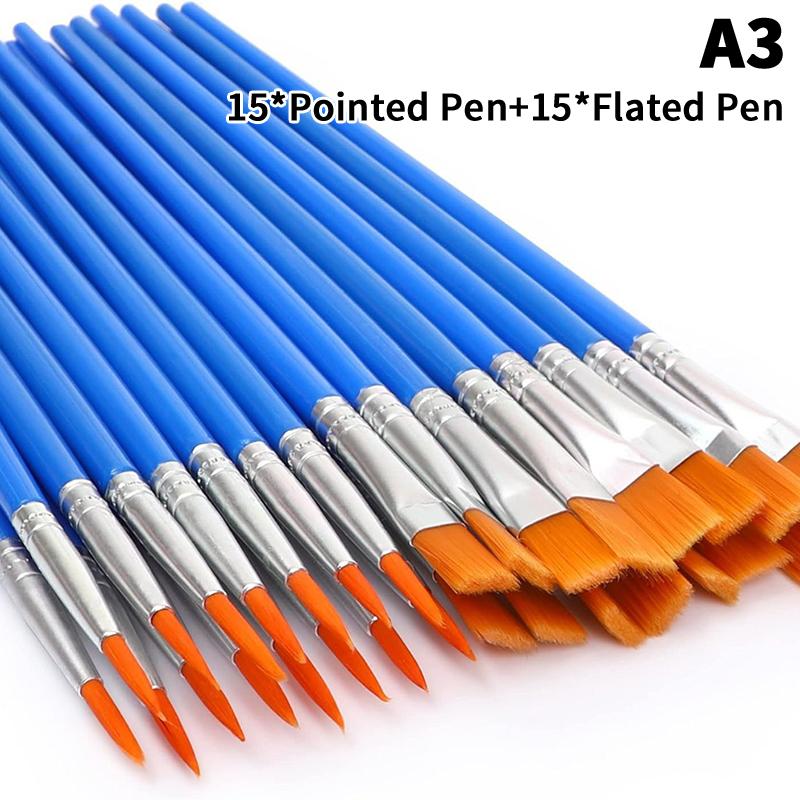 30/100Pcs Acrylic Painting Brushes Set Round Flat Hair Nylon Hair Paint Brush For Kid Artists Watercolor Oil Painting Brushes