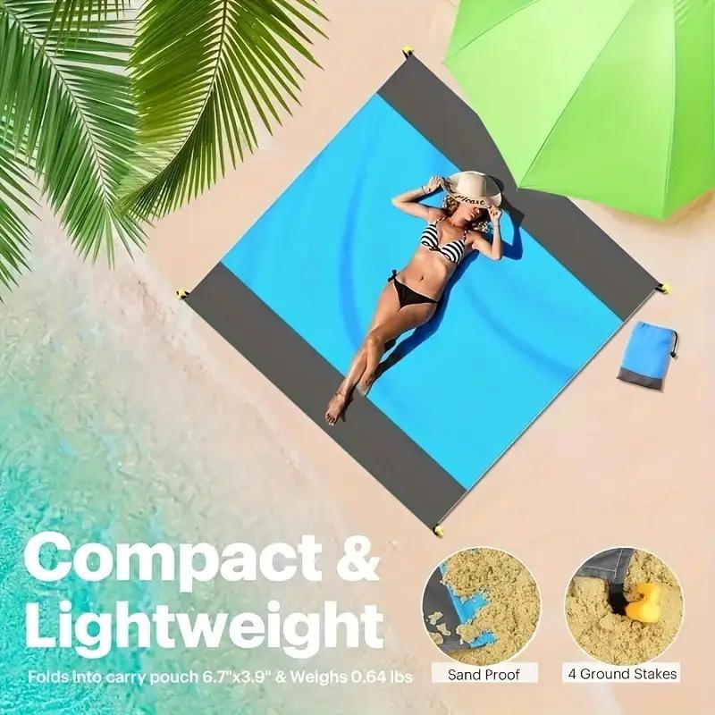Waterproof Beach Mat Portable Picnic Mat Outdoor Camping Polyester Plaid Ground Mat Lawn Picnic Foldable Tablecloth