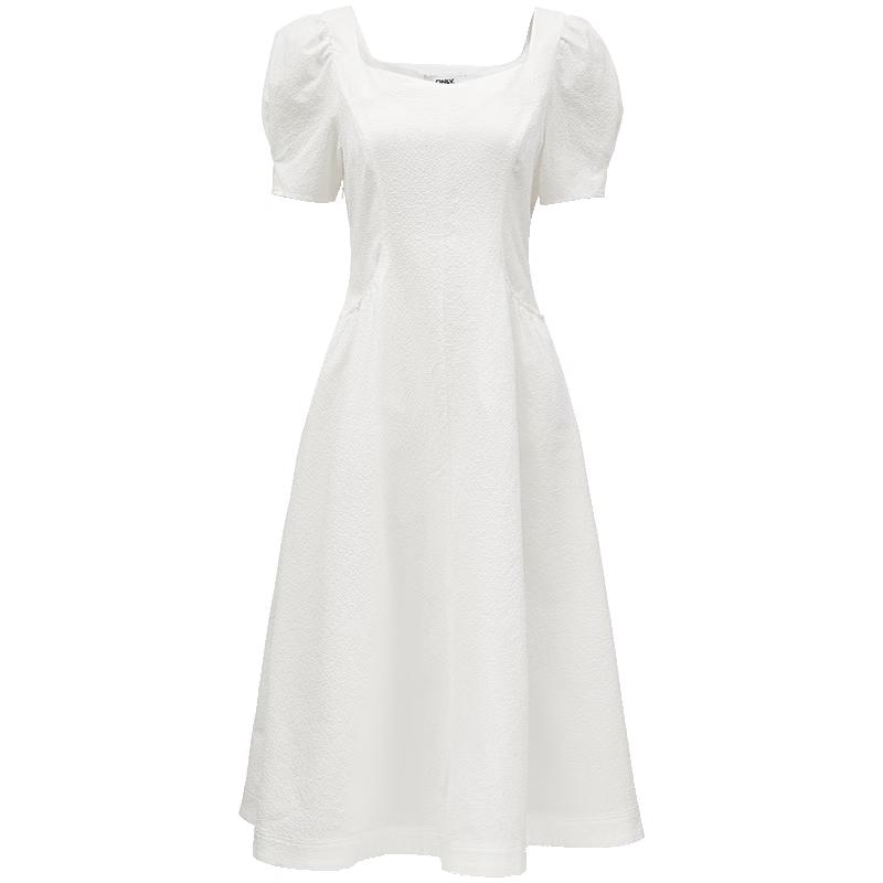 

ONLY 2025 Spring Retro Square Neck Puff Sleeve Midi Dress L