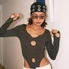 1PC With Metal Ring Cool Circular Cutout Design Fashion Headscarf Breathable Face-Washing Headband Dark Style Multicolor