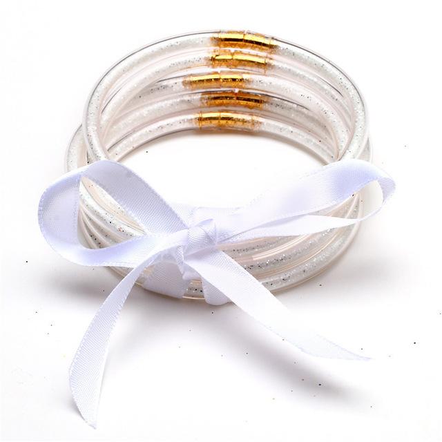 Multilayer Silicone Gold Powder Bracelet Ribbon Set Ladies Bow Christmas Bracelet Bracelet