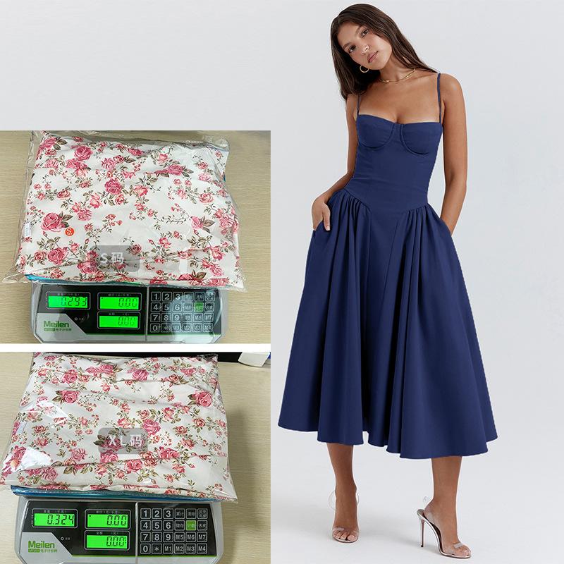 Summer skirt new retro long dress court style dopamine wear suspender dress women