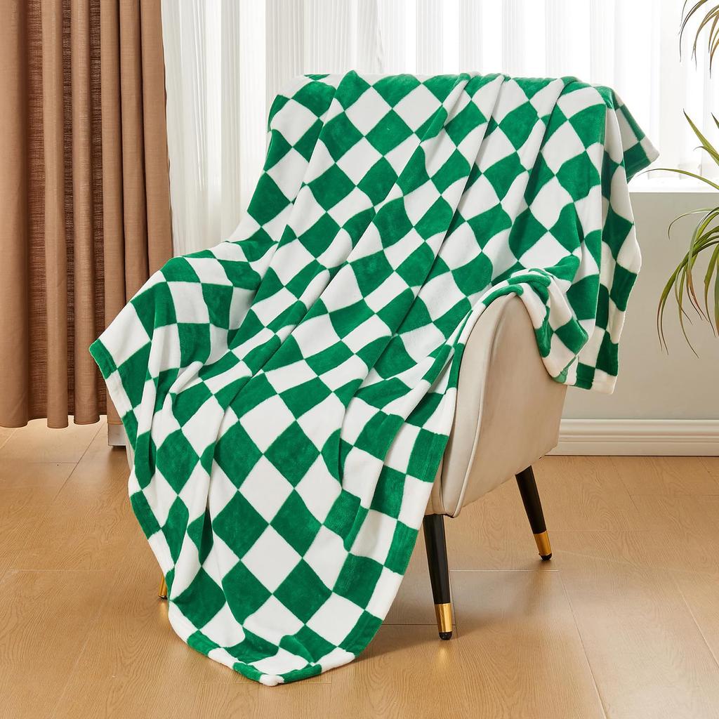 Plaid Flannel Blanket, Light And Comfortable, Four-Season Orange Plaid Blanket, Suitable For Bed Sofa Blanket