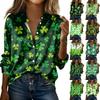 Dames Blouse Print Knoop Lange Mouw Casual Basic Shirt Kraag Regular Top