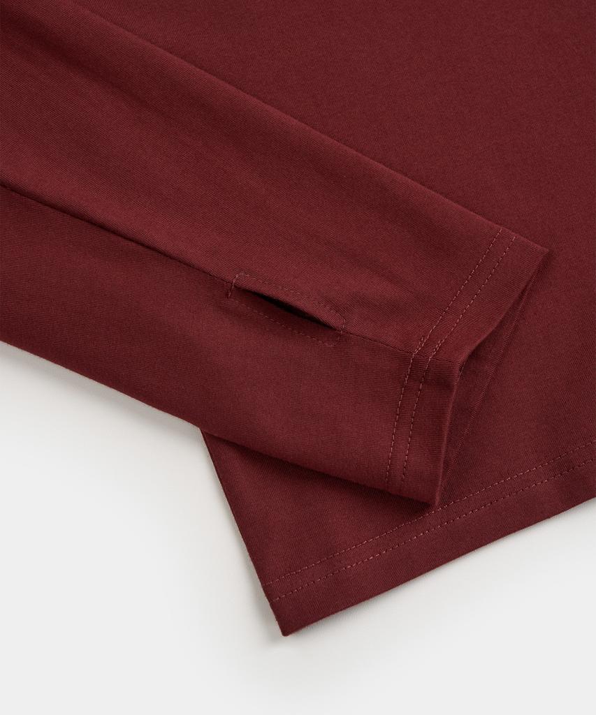 EXCONTAINER Henley Neck Hooded Long Sleeve (Burgundy)