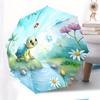 Folding umbrella Colorful turtle by a stream, surrounded by flowers and butterflies Creative portable folding umbrella, suitab