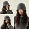 Autumn Winter Knitted Bucket Hat Women's Curling Imitation Hand Hook Hollow Fisherman Hat Warm Ear Protection Basin Hat