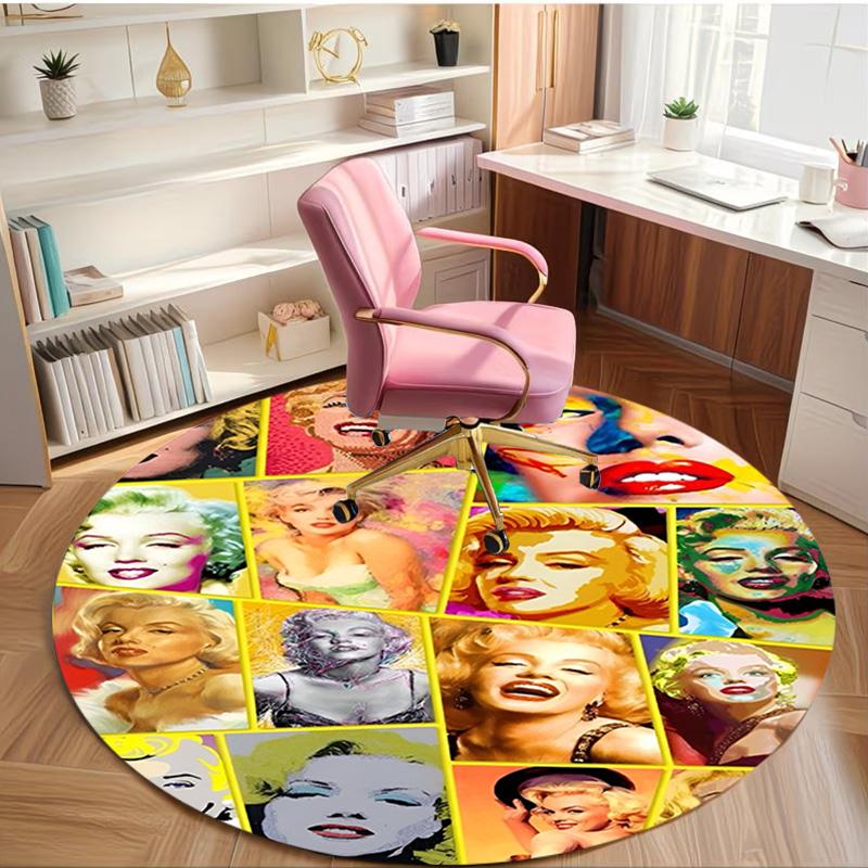 Marilyn Monroe Print Rond Tapijt, Wasbaar Vloerkleed, Voor Entree Slaapzaal Wasruimte Kantoor Studeerkamer, Woondecoratie Verjaardag Kerstcadeau