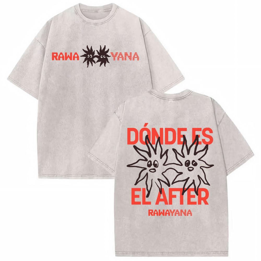 Rawayana Quin Trae Las Cornetas World Tour Vintage Washed Tshirts Men Women Fashion  Cotton Oversized T Shirt Streetwear S