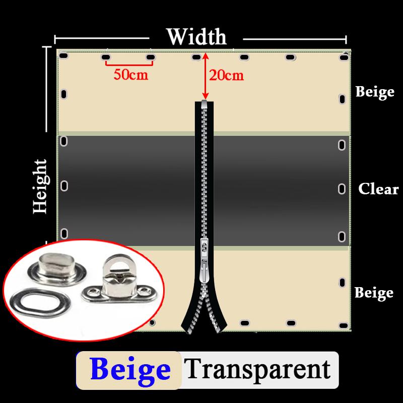Customize Heavy Duty Zipper Tarpaulin with Twist Locks Outdoor Pergola See Though Tarp Door Curtain Gazebo Windproof Screen