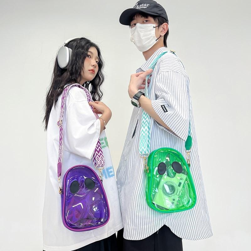 Summer transparent small bag women 2025 new cross-body jelly bag one shoulder funny small square bag