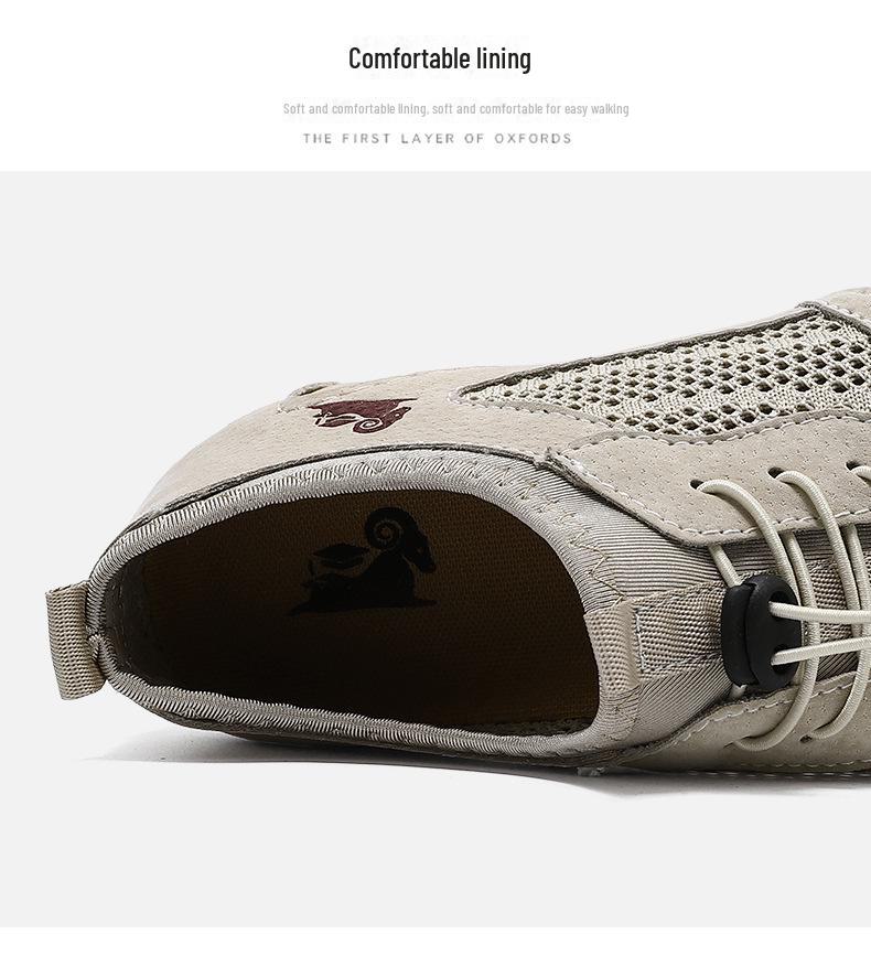 Men's Summer Mesh Leather Casual Sports Shoes - Octopus Lazy Design, Large Size