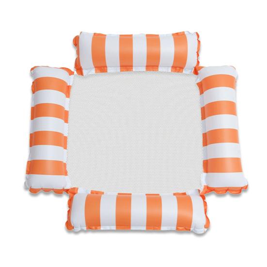 Striped Inflatable Pool Float 4 Tubes Water Hammock with Mesh Foldable Floating Lounge Chair Summer Swimming Pool Party Beach Lake Essentials оранжевый