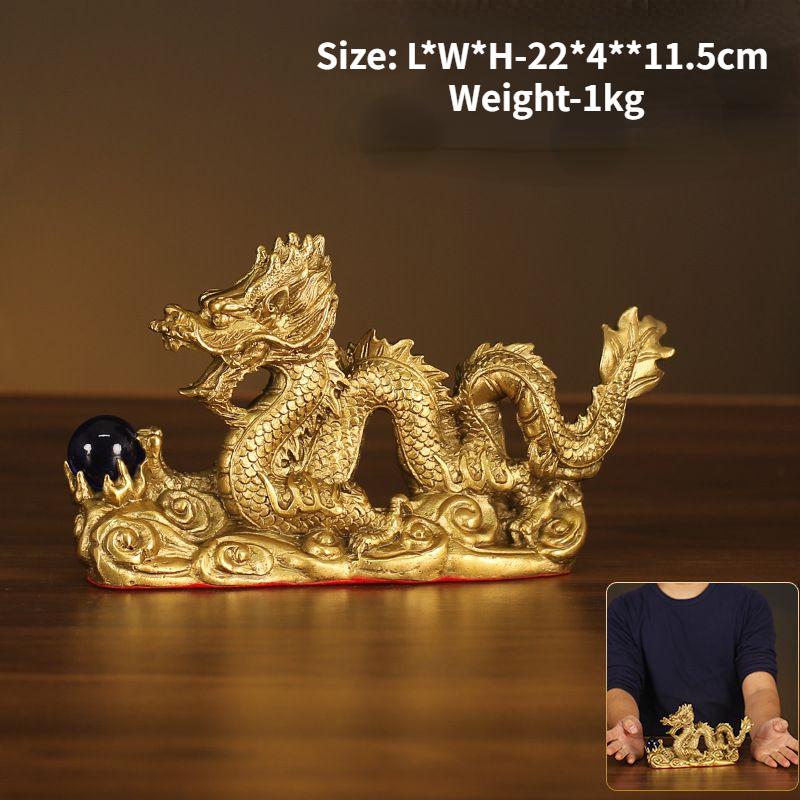 

Китайский стиль Фэншуй Чжаоцай Привлечение богатства Благоприятные украшения в виде дракона Украшения из меди Ремесло Подарки Украшения Ремесло